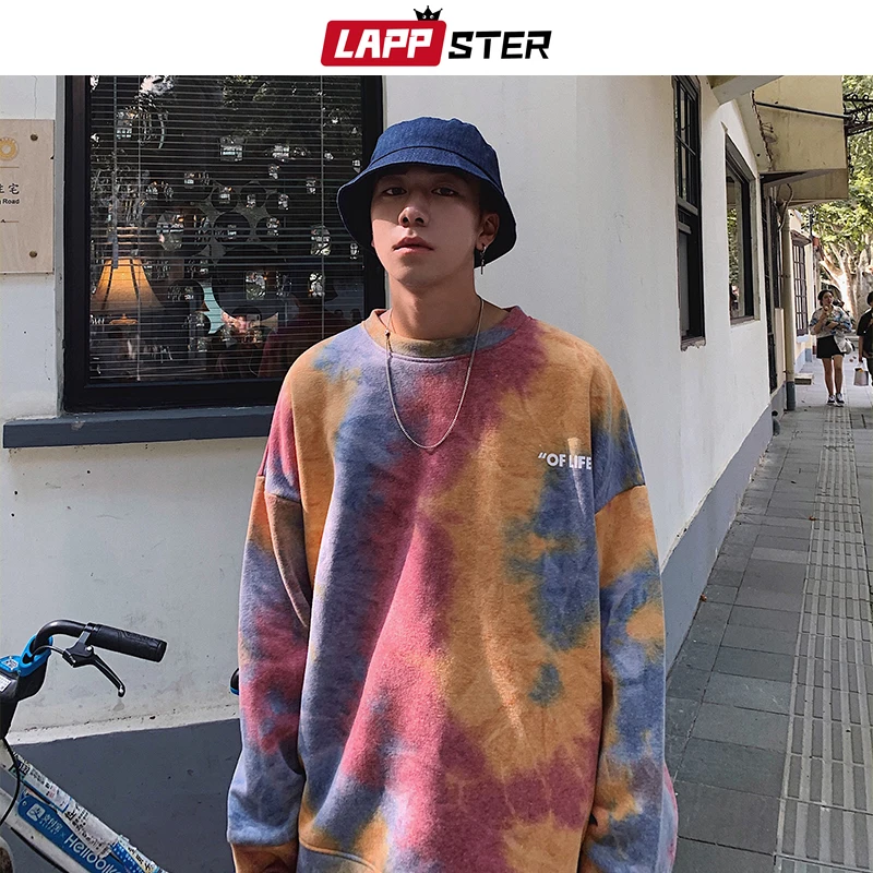 LAPPSTER Men Harajuku Tie Dye Oversized Hoodies 2020 Autumn Mens Japanese Streetwear Sweatshirts Male Cotton Hip Hop Hoodie LAPPSTER Men Harajuku Tie Dye Oversized Hoodies 2020 Autumn Mens Japanese Streetwear Sweatshirts Male Cotton Hip Hop Hoodie