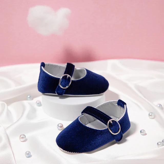 KIDSUN Newborn Baby Shoes Girls Princess Shoes Solid 4-Colors Anti-slip Soft Sole Cotton Flat First Walker Infant Accessories 4