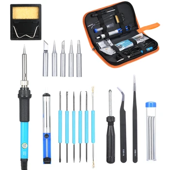 

New Portable Adjustable Temperature Electric iron 60W Lightweight Welding Soldering Station Tool Kit with 5 Piece Solder Iron Ti