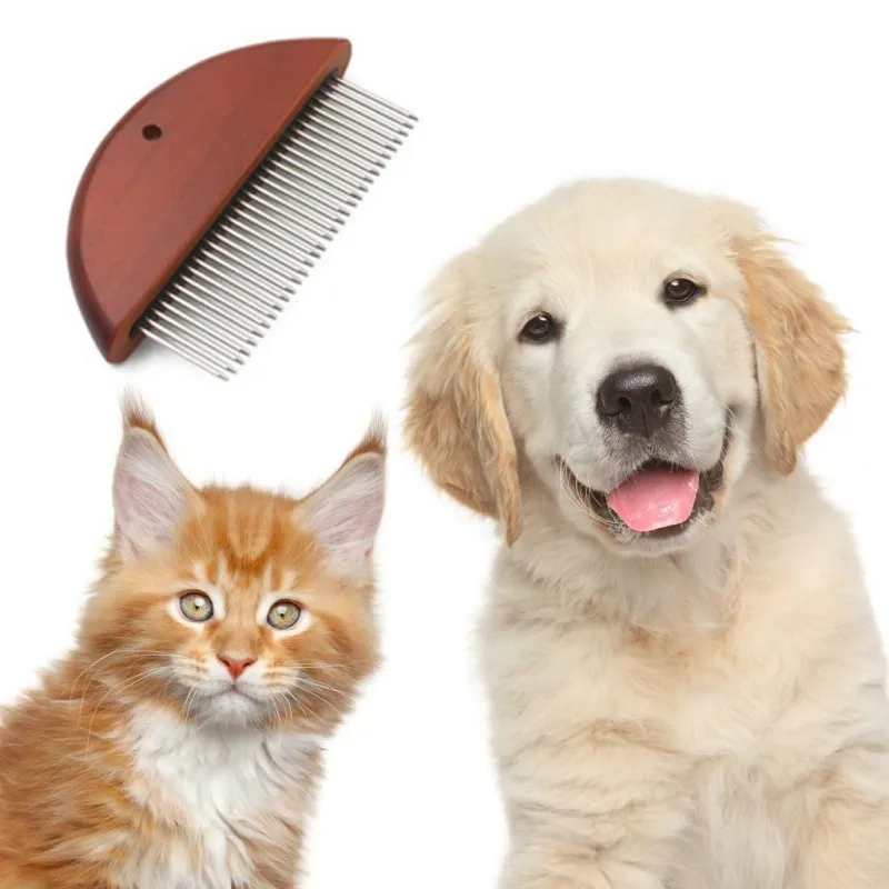 

Dog Brush Shedding Flea Stainless Steel Pin Brush Comb For Dogs Cats Clean Hairbrush Dog Grooming Tool Wooden Handle Pet Comb