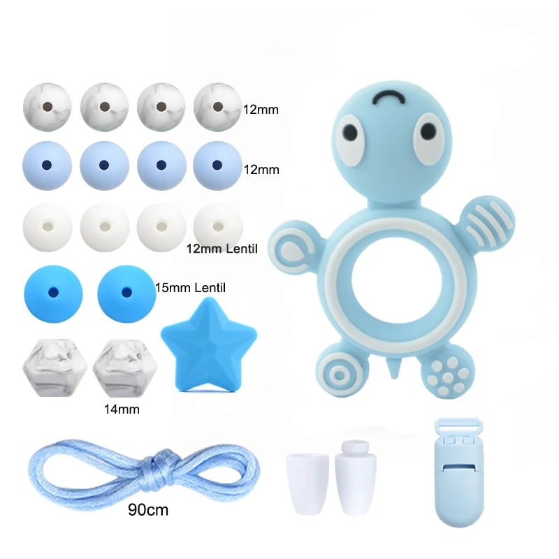 LOFCA Baby Silicone Teether For DIY Baby Teething Necklace Toys Making Personality Pacifier chain Food Grade Silicone Beads Set 5