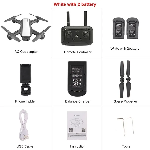 White 2 Battery JJRC X9 Heron Wi-Fi FPV с камерой HD 1080P gps бесщеточный карданный оптический поток позиционирования высота удержания RC Квадрокоптер Дрон - Цвет: White 2 Battery