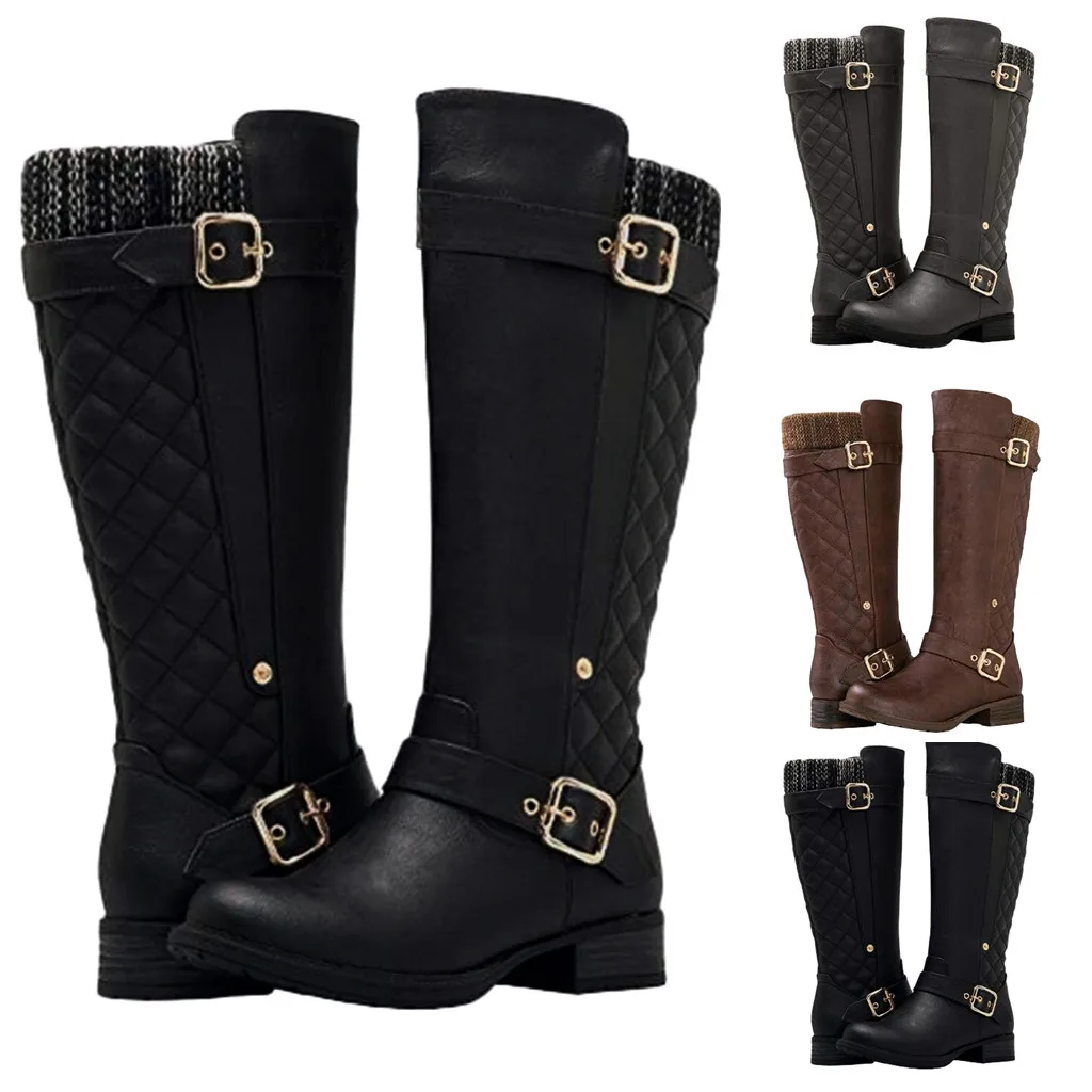 woman Ankle Boots Women's Women's Fashion Boots Side Zipper Knee High Riding Boots Ladies High-Tube Boots сапоги женские#112935