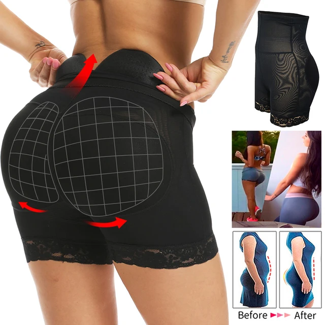 Women High Waist Lace Butt Lifter Body Shaper Tummy Control Panties Boyshort Pad Shorts Hip Enhancer Shapewear 2