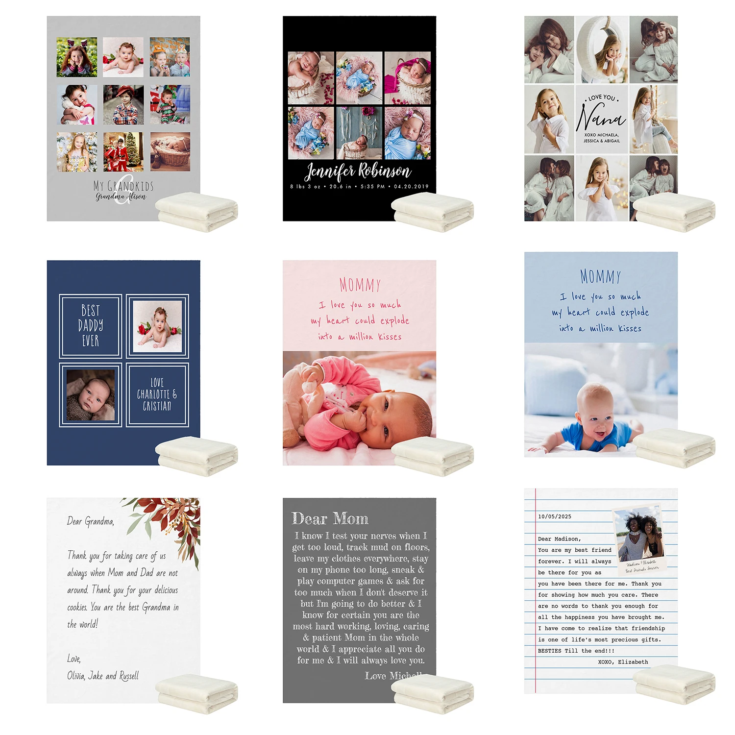 LVYZIHO Personalized Photo Collage And Custom Hand Written Script Letter Blanket-30x40/48x60/60x80 Inches - Fleece Blankt lvyziho custom name your image here blanket three size for adults kids 30x40 48x60 60x80 inches fleece blanket