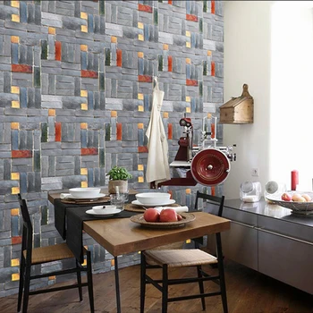 

Wallstickers 3D Stone Brick Self Adhensive Wall Stickers Easy Paste and Peel Off Backsplash Wall Paper Shelf Paper @LS