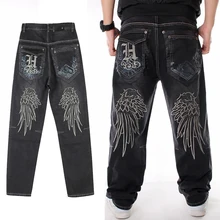 

Baggy Jeans Men Fashion Hip Hop High Street Brand Trousers Embroidery Black Denim Pants 2021 Autumn Winter Oversize clothing