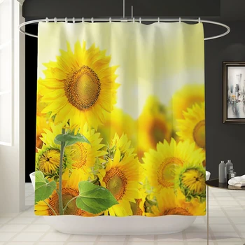 

Sunflower Printed Bath Shower Curtain Bathroom Anti-slip Carpet Rug Toilet Cover Mat Set Bathroom Pendant Decorations