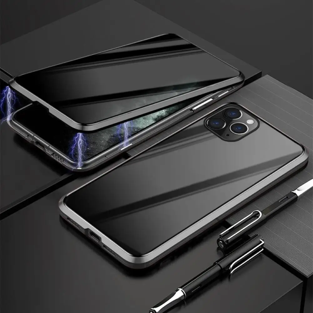 Двухсторонний Магнитный стеклянный чехол для iPhone 11 Pro Max защитный с защитой от