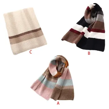 

Women Winter Warm Pashmina Scarf Contrast Color Rainbow Stripes Shawl Blanket NEW