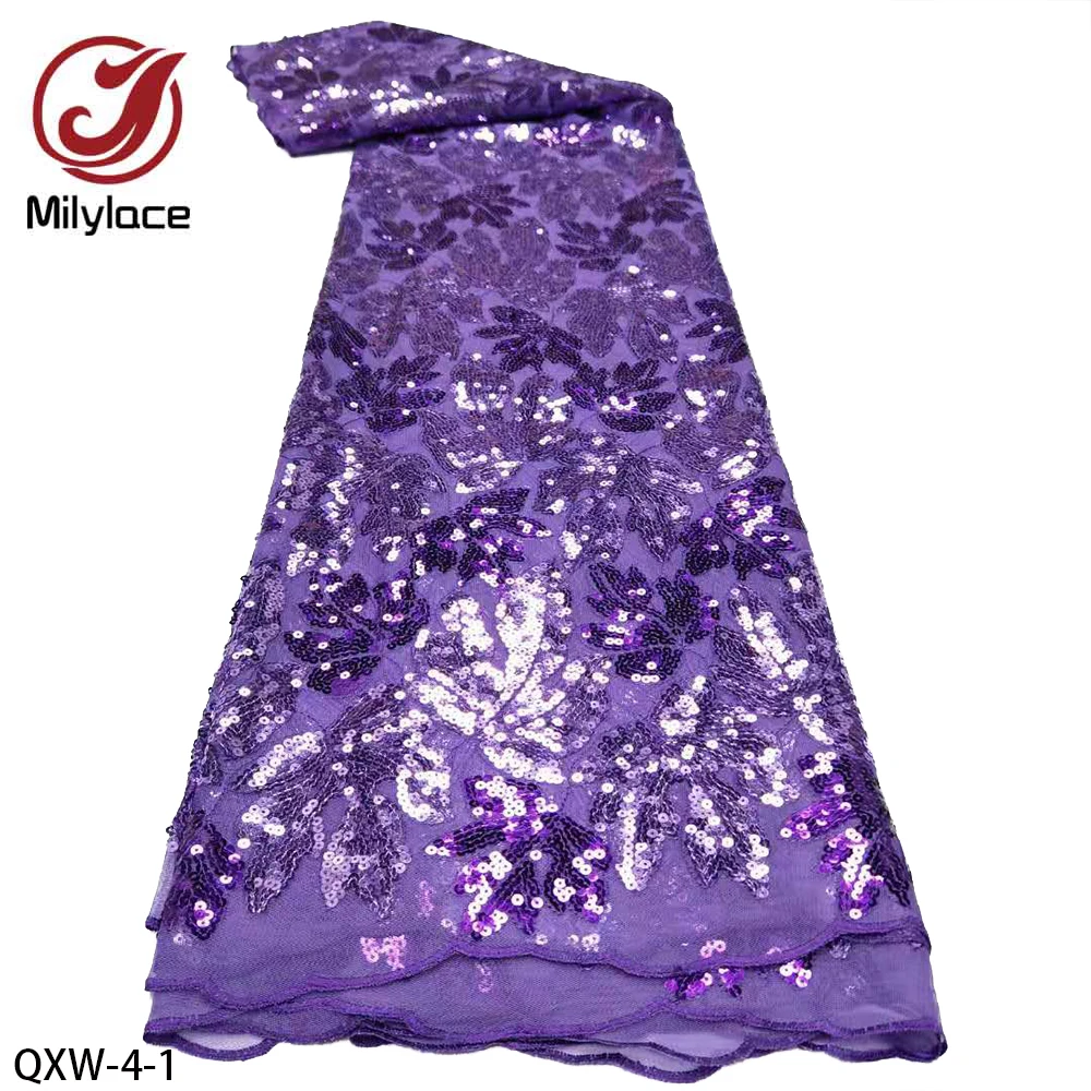 African Lace Fabric 5 Yards 2021 High Quality Sequin Net Embroidery Nigerian Material French for Party QXW-4 | Дом и сад