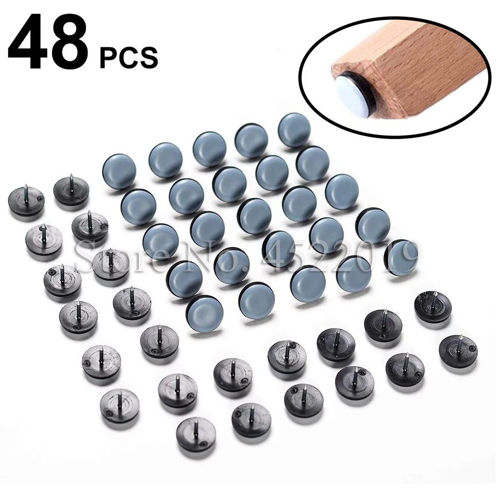 

48Pcs Furniture Glide,Nail-on Plastic Slider Pad Floor Protector for Wooden Leg Feet of Chair Table Sofa(Φ19mm or 0.75")