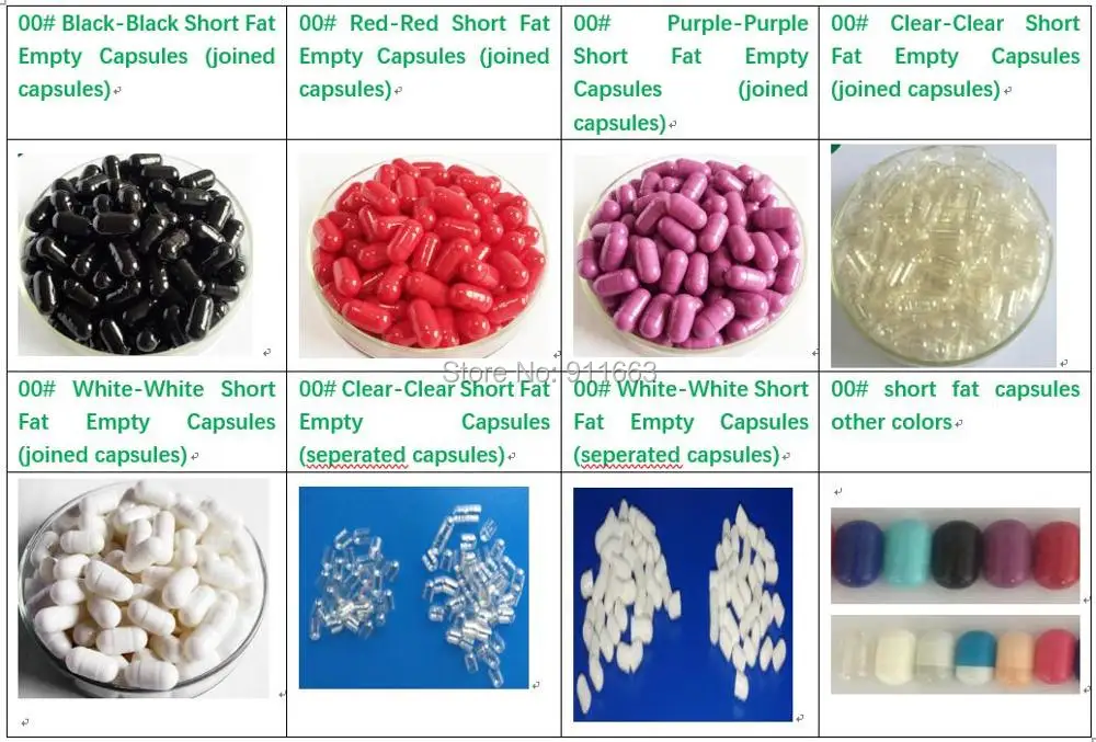 00 Short And Fat Empty Capsule 500pcs!many Colored Vacant Capsules