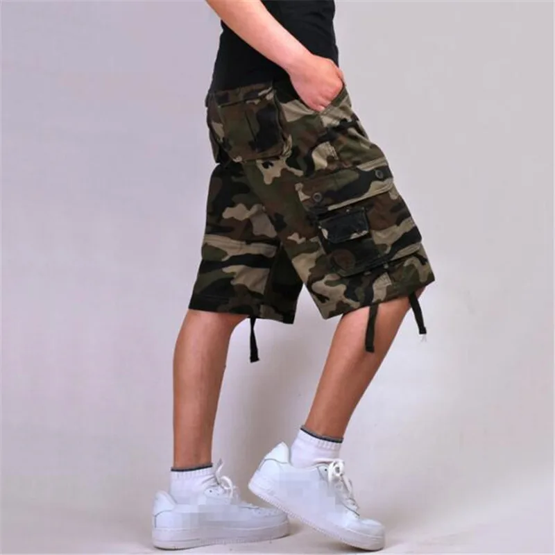 Мужские тактические шорты, летние мешковатые, с карманами, военные, камуфляжные, карго шорты, мужские шорты для бега, мужские свободные короткие штаны