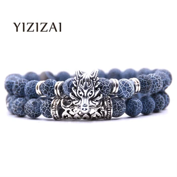 Animal Dragon Head Bracelet Jewelry Stone Elastic Bracelets set Men Women Pulseira Feminina Bileklik Mujer Bijoux Armband Yog