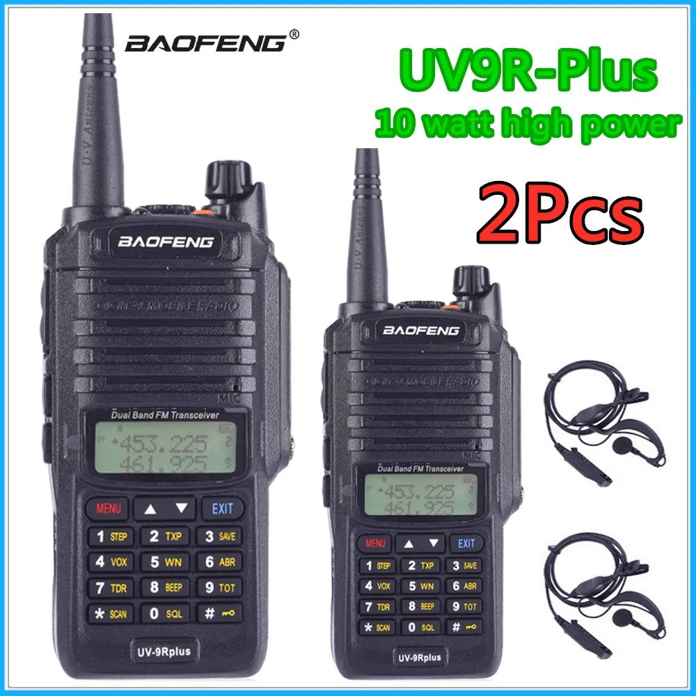 2 шт. Baofeng UV-9R Plus Walkie Talkie Высокая мощность CB Ham 50 20 км дальность UV9R портативная