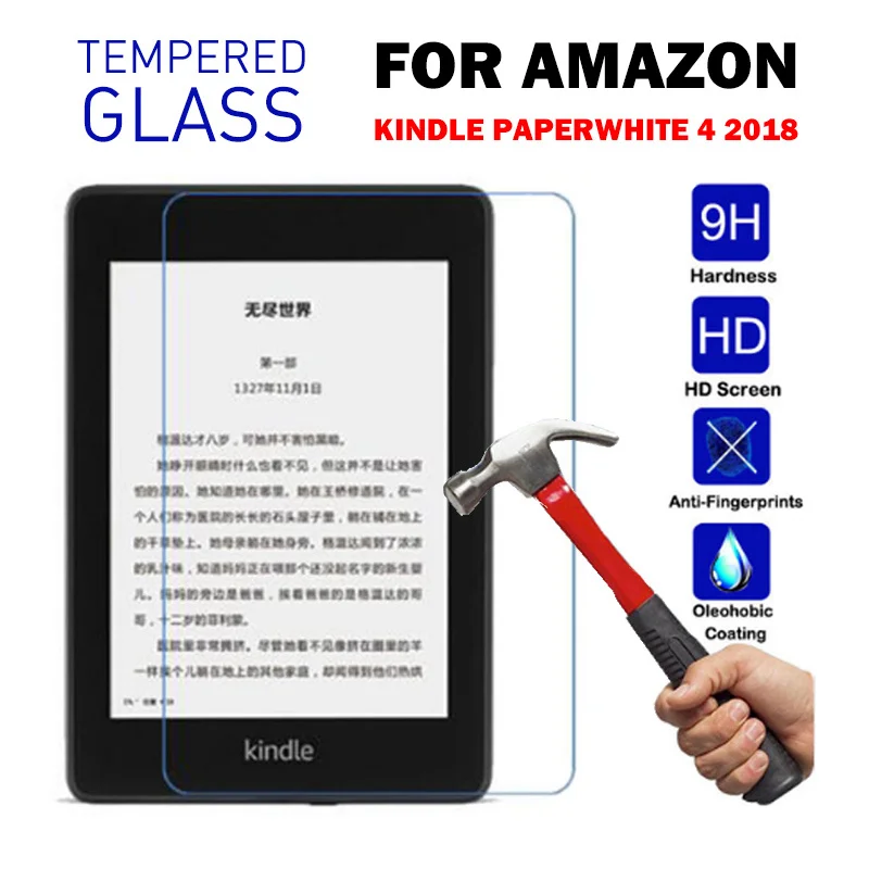Tempered Glass Новинка Kindle Paperwhite 4 Чехол из искусственной кожи чехол сумка мягкая электронная книга Smart Cover для Amazon Kindle Paperwhite 4 чехол Coque - Цвет: Tempered Glass