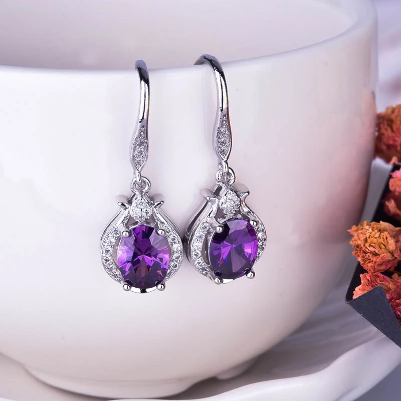 

2020 new Dainty Jewelry Water Drop Long Earring Inlay Elegant Women Fashion Party Earrings Valentine's Day Gift