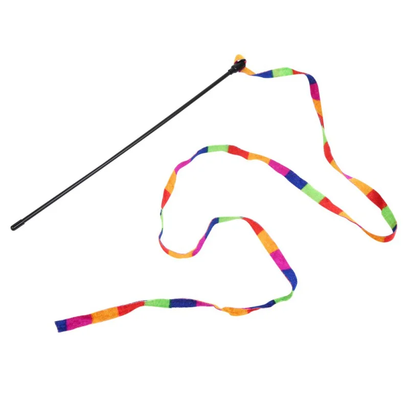 Multi-color Игрушки для кошек милое забавное красочное удилище, палочка для домашних животных, Интерактивная игрушечная палочка для решения скуки, ворсовая кошачья - Цвет: Multi-color