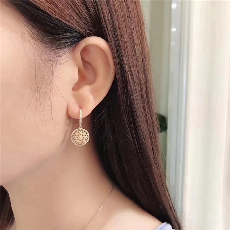 Goedkoop 14K Gold Echte Diamanten Oorbel Ronde Hollow Bruiloft Edelsteen voor Vrouwen Peridot Bizuteria Grrnet Drop Earring Sieraden Orecchini