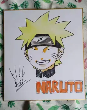 

hand drawn Kishimoto Masashi NARUTO Shikishi card art board signd - 20C