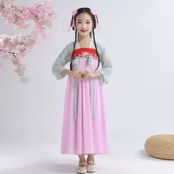 

Kids Ancient Dramaturgic Hanfu Dress Chinese Guzheng Costume Girl Children Ancientry Fairy Princess Clothing Cosplay