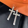 FYUAN Geometric Crystal Drop Earrings for Women Oversize Cross Rhinestone Dangle Earrings Statement Earrings Party Jewelry ► Photo 2/6