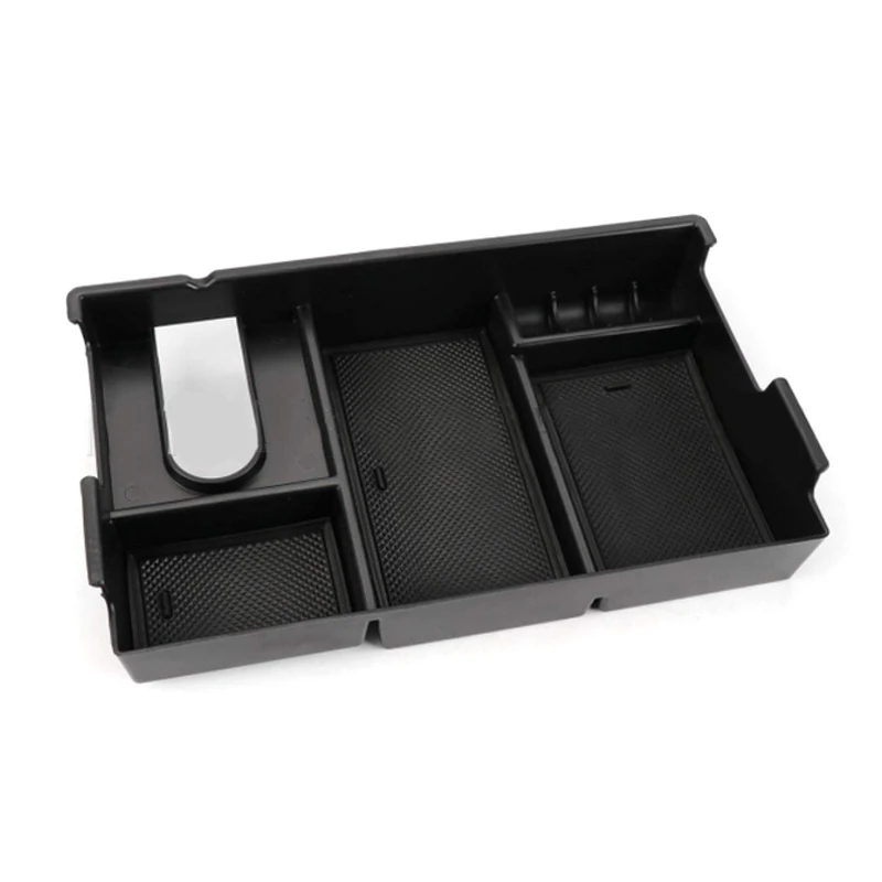 

1pc Black ABS Car Center Console Armrest Tray Storage Box Store Phone Charger Wallet ID Cards Fit For Toyota Tundra 2014-2019