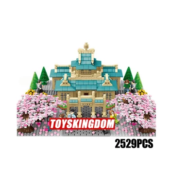 

Creator China sakura Cherry Blossom Street View of Wuhan University moc building block with light figures brick toys collection