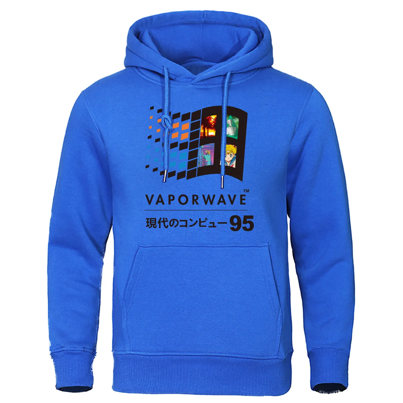 Пуловер японского аниме Harajuku уличная Эстетическая Vaporwave винтажные Ретро мужские толстовки для мужчин Повседневная Толстовка в стиле хип-хоп - Цвет: blue 6