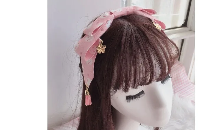 Заколка для волос Sakura rabbit and wind, заколка для волос, японская кисточка, Бант Hanfu, обруч для волос, аксессуары для волос