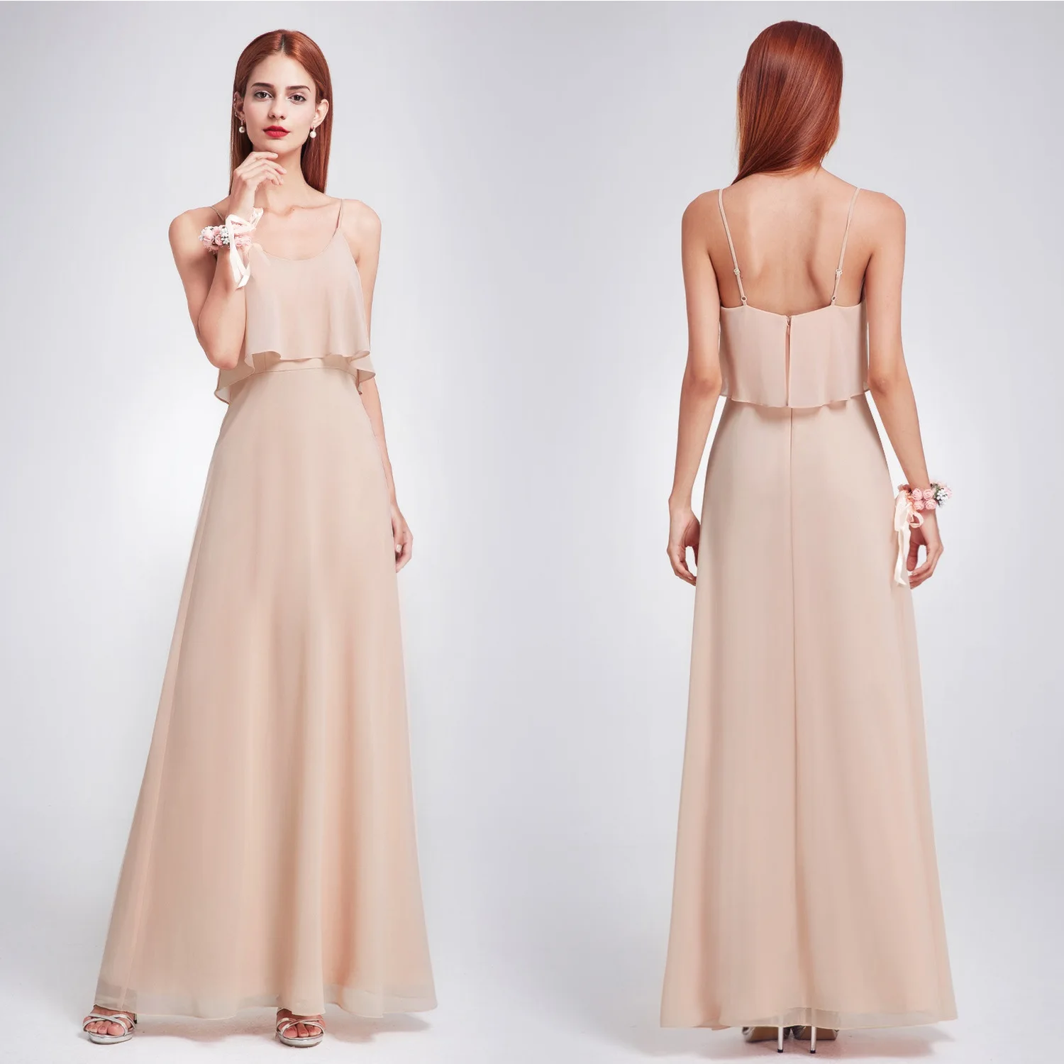 Это Yiya платье подружки невесты Холтер без рукавов Vestido Madrinha плюс размер Chiffion оборками Длинные пляжные женские вечерние платья для девочек C510