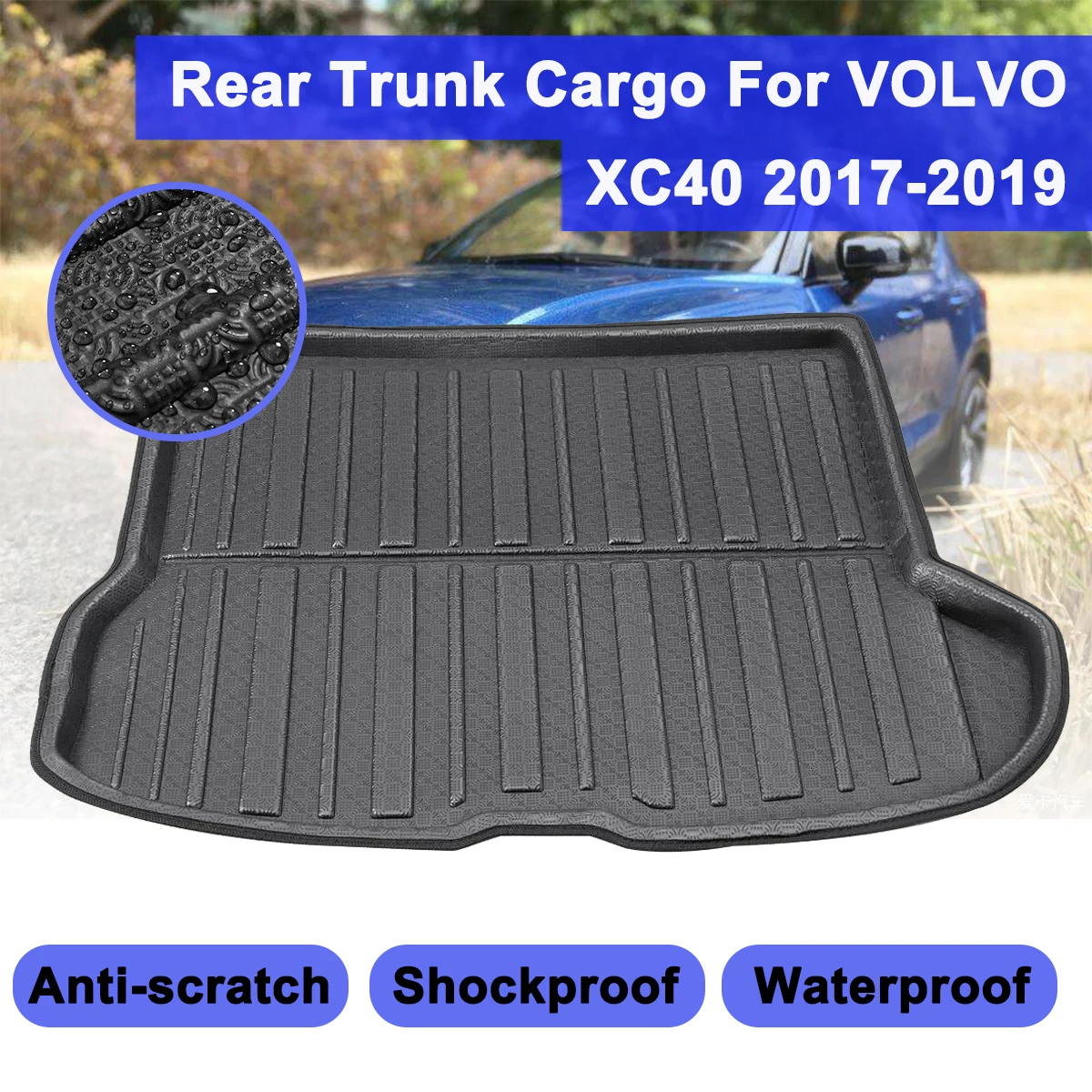 

Car Rear Trunk Cargo Mat Auto Boot Liner Tray Floor Sheet Carpet Mud Protector For Volvo XC40 2017 2018 2019 Waterproof