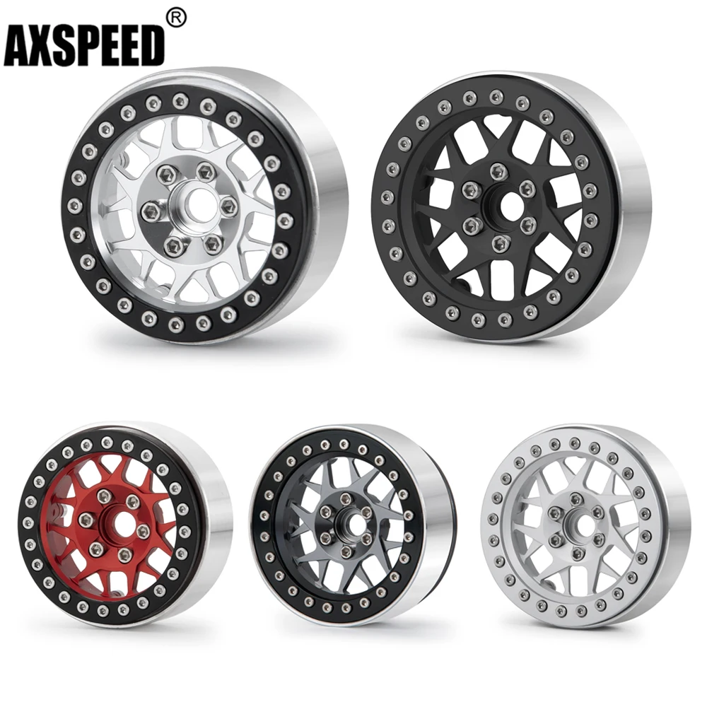 

AXSPEED 4Pcs 2.2 inch Aluminum Beadlock Wheel Hub Wheel Rims for 1/10 Axial SCX10 90046 Wraith 90018 TRX-4 D90 RC Crawler Car