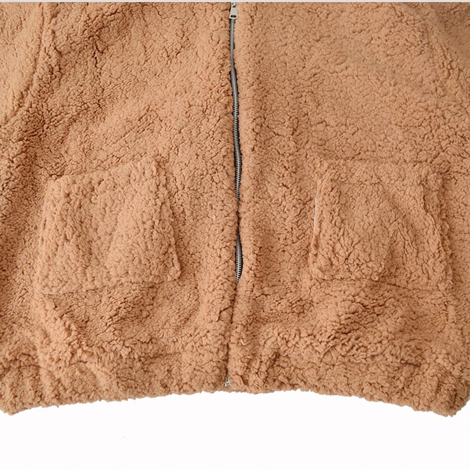 GareMay из искусственного меха пальто Для женщин осень-зима теплый мягкий молния Меховая куртка Женская Плюшевые пальто карман Повседневное Teddy Bear пальто