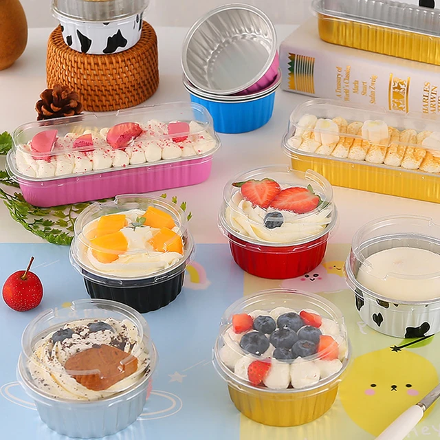 6 Pcs Clear Dessert Cups Lids Pudding Containers Wishing Bottle