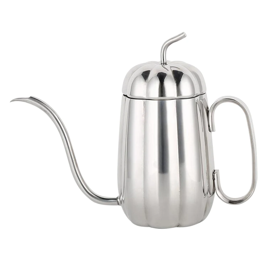 450ml Drip Pot Gooseneck Pour Over Coffee Kettle 304 Stainless Steel Silver Black 2 Colors
