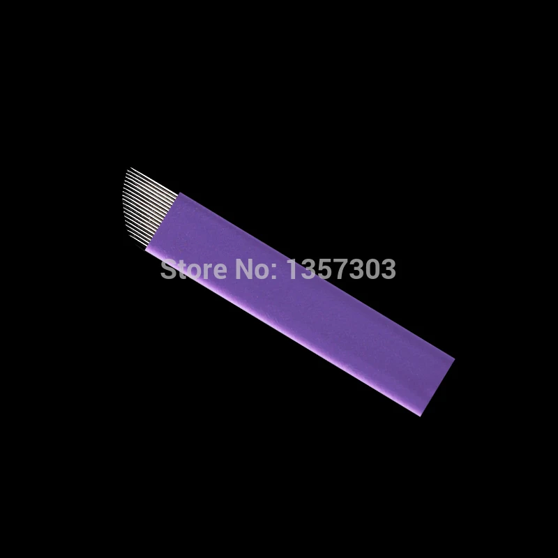 100 шт. супер sharp 0,2 татуировки иголки, аксессуары для шитья обеззараженные, для перманентного макияжа фиолетовый 18 нержавеющие стальные микролопатки лезвие для бровей Lip-B5