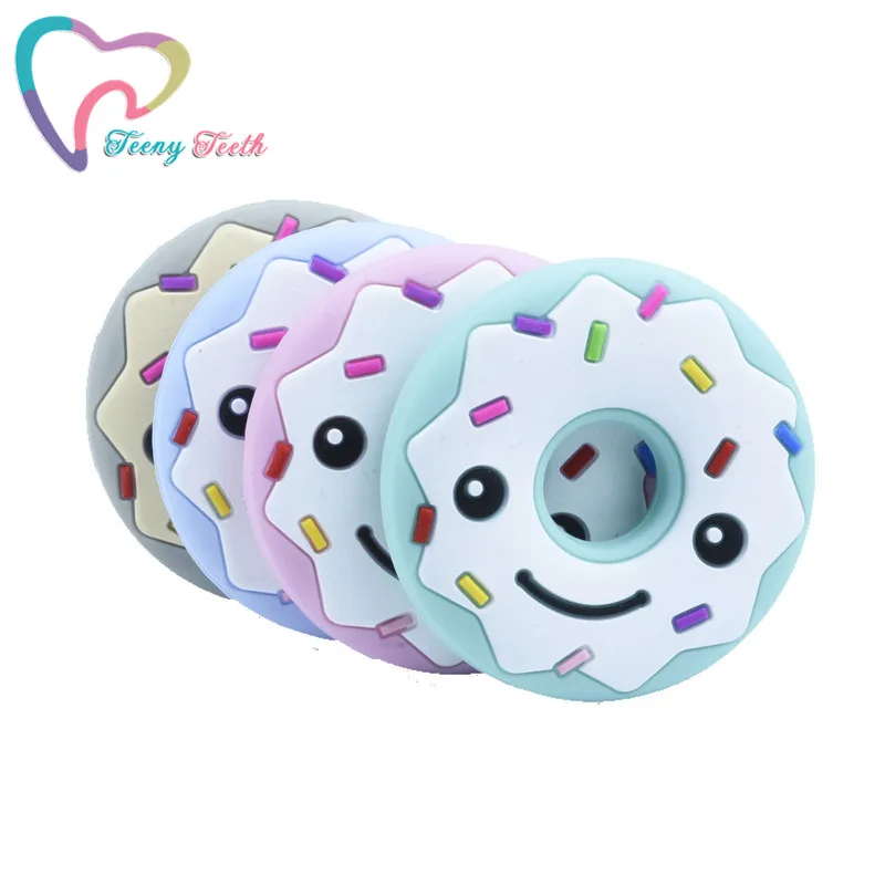 1 PC Donut Silicone Teether Baby Teething Toy Beads DIY Necklace Pacifier Chain Round Food Grade BPA Free | Мать и ребенок