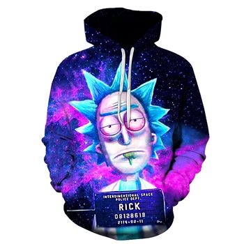 

2020 New Custom 3D Sweatshirts Hip Hop Men/Women Hat Funny Print Rick Morty Crazy Scientist Winter Loose Thin Hooded Hoody Tops