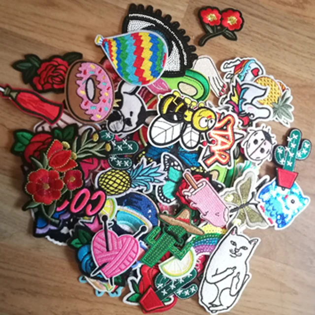 10/20pcs Random Cartoon Embroidered Patch Set - Cute Iron-On & Sew-On Applique for Clothes