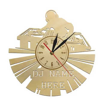 

Custom Logo DJ Design Room Decor Wooden Clock Music Fans Singing and Dancing Wall Art Clock Silence Quartz Clock