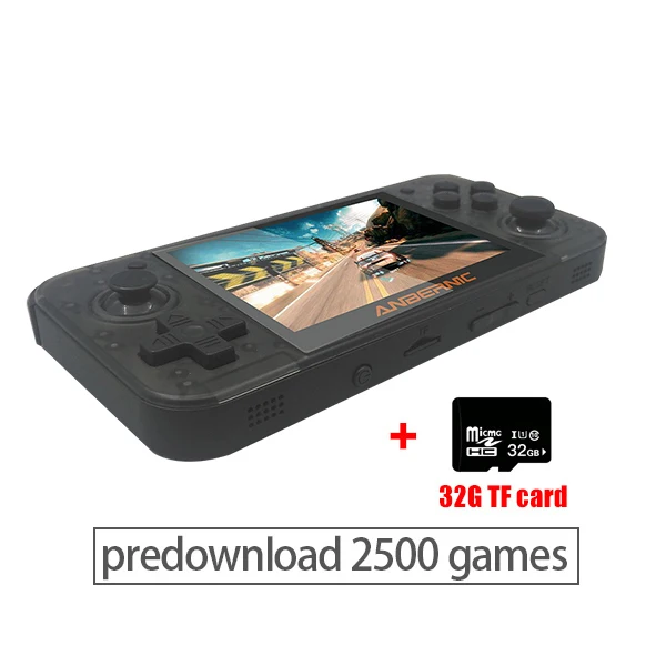 black with -TF Новейшая модель; RG 350 Ретро портативная игровая консоль, НЧ-динамик, Bluetooth мини игровая консоль Ретро 64bit opendingux 3,5 дюймов ips экран 2500+ игры - Цвет: black with -TF
