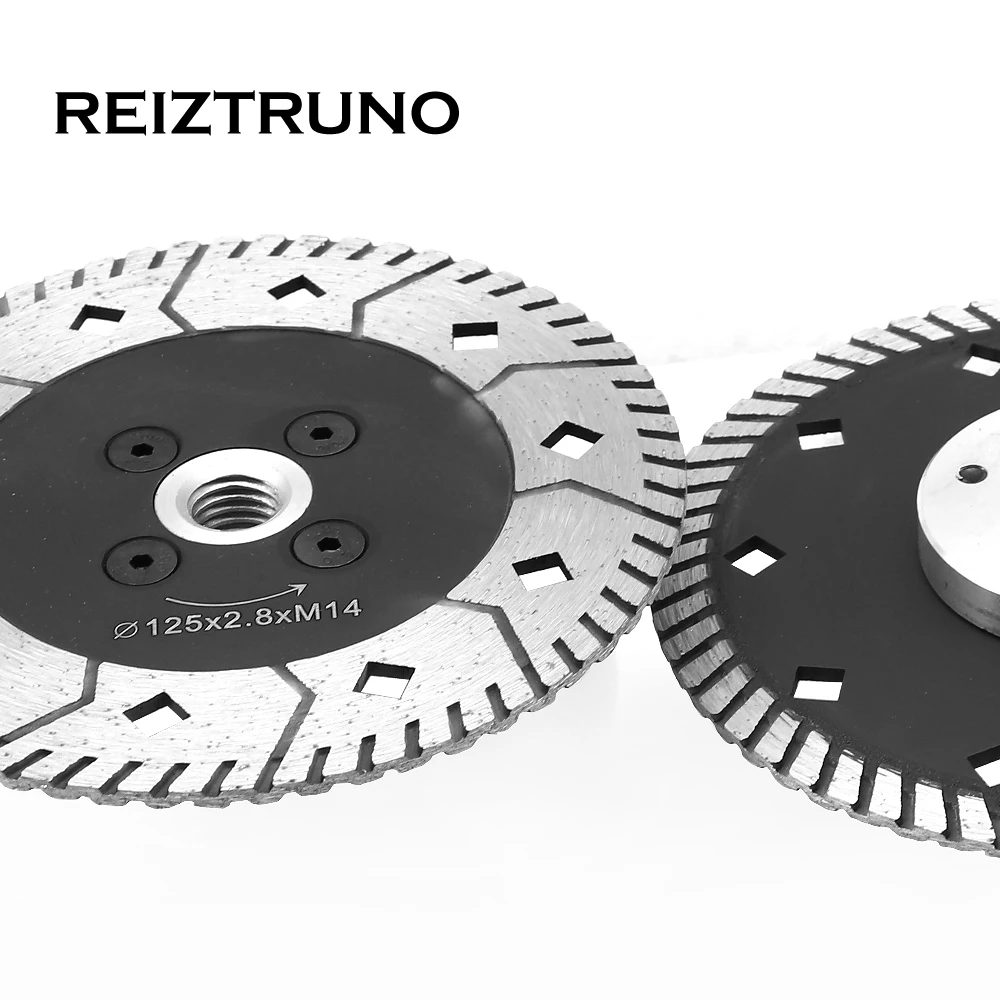 REIZTRUNO 5" Dual Turbo Circular Saw Cutter Diamond Grinding Wheel Angle Grinder Saw Blades for granite concrete with flange