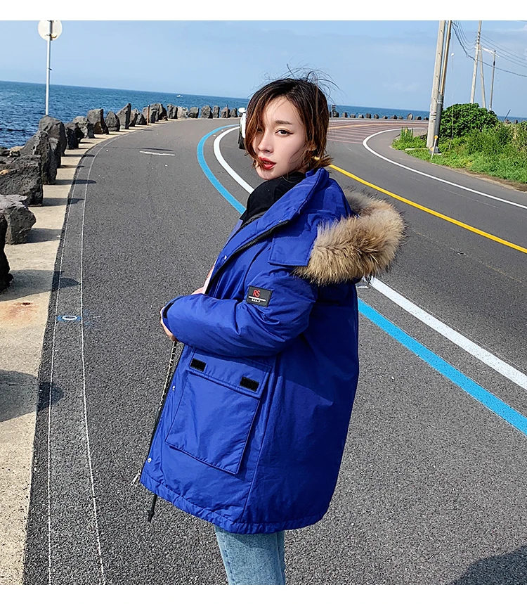 

Fashion Winter Jacket 2019 New Cotton Clothing Female Korean Loose Long thick Parkas Coat For Women Hooded Fur Outerwear XA145