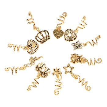 

5Pcs Charms Retro Pattern Design Tubes Ring Dreadlock Beads Clips Cuff Rings Tube For Hair Accessories Vintage Hair Braid Dread