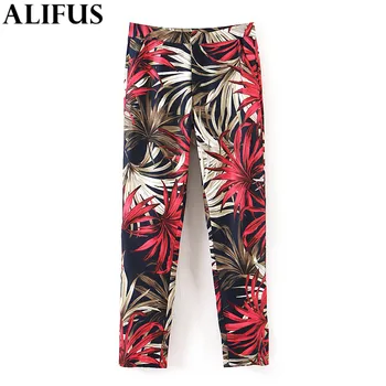 

Fashion Za Women 2019 Vintage Casual Floral Print Straight Pants Zipper Fly Pockets Female Chic Trousers Casual Pantalones