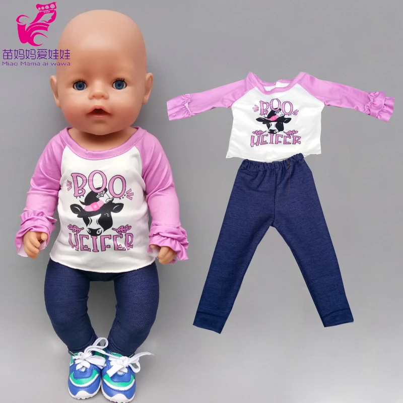 

43cm Baby Doll Clothes cartoon puppy shirt Pants 18 Inch Doll Clothes Coat children Girl Gift