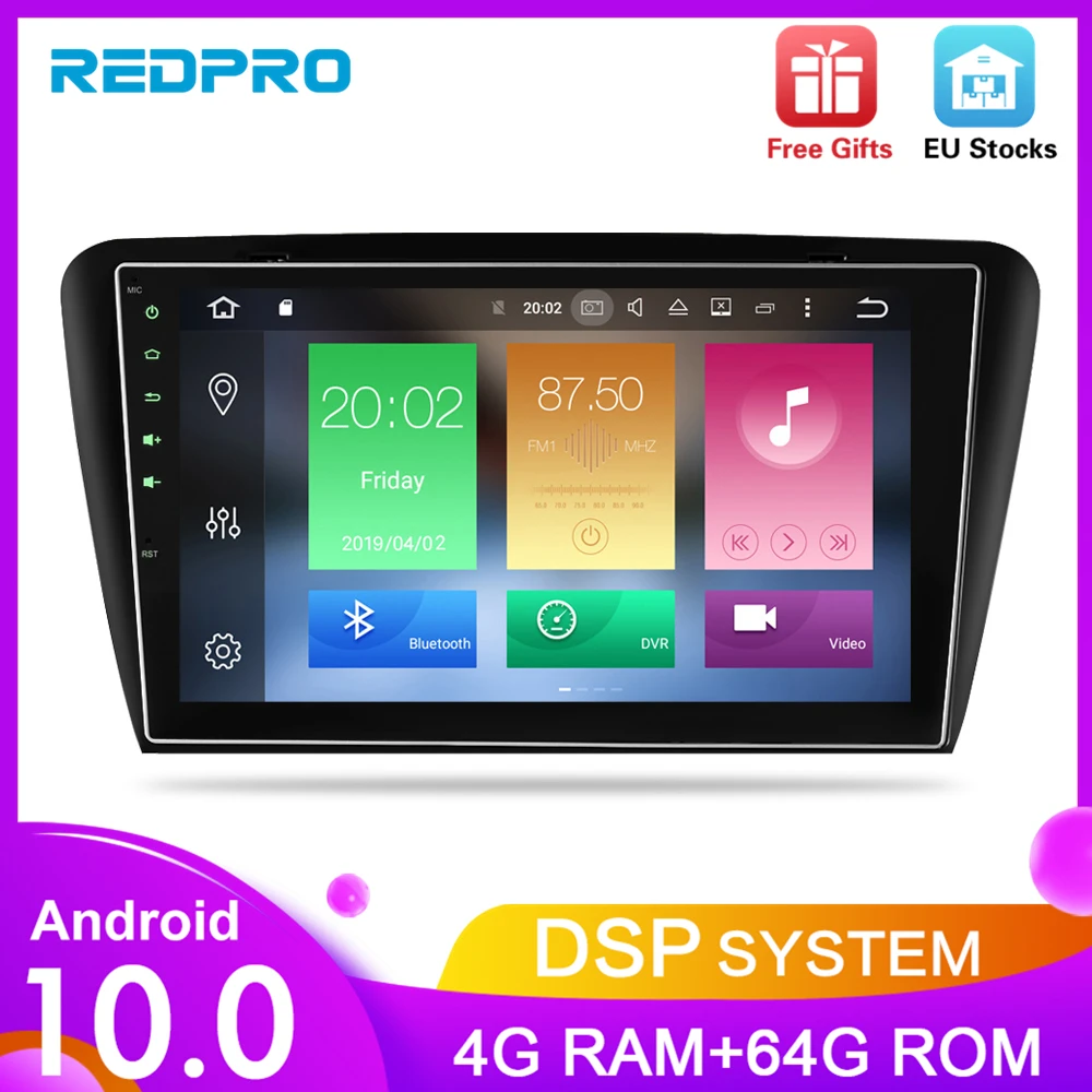 Автомобильный мультимедийный плеер на Android 10 1 с 4 Гб ОЗУ GPS для Skoda Octavia A7 2013 2014 2015 2016