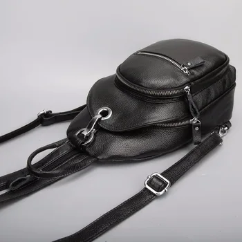 

Leather small backpack 2020 new top layer leather chest bag casual ladies multi-layer anti-theft female bag shoulder bag
